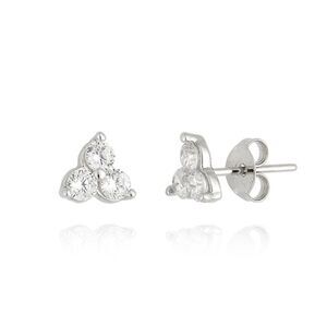 EARRING FIORE ZIRCONIA + WHITE RHODIUM PLATED
